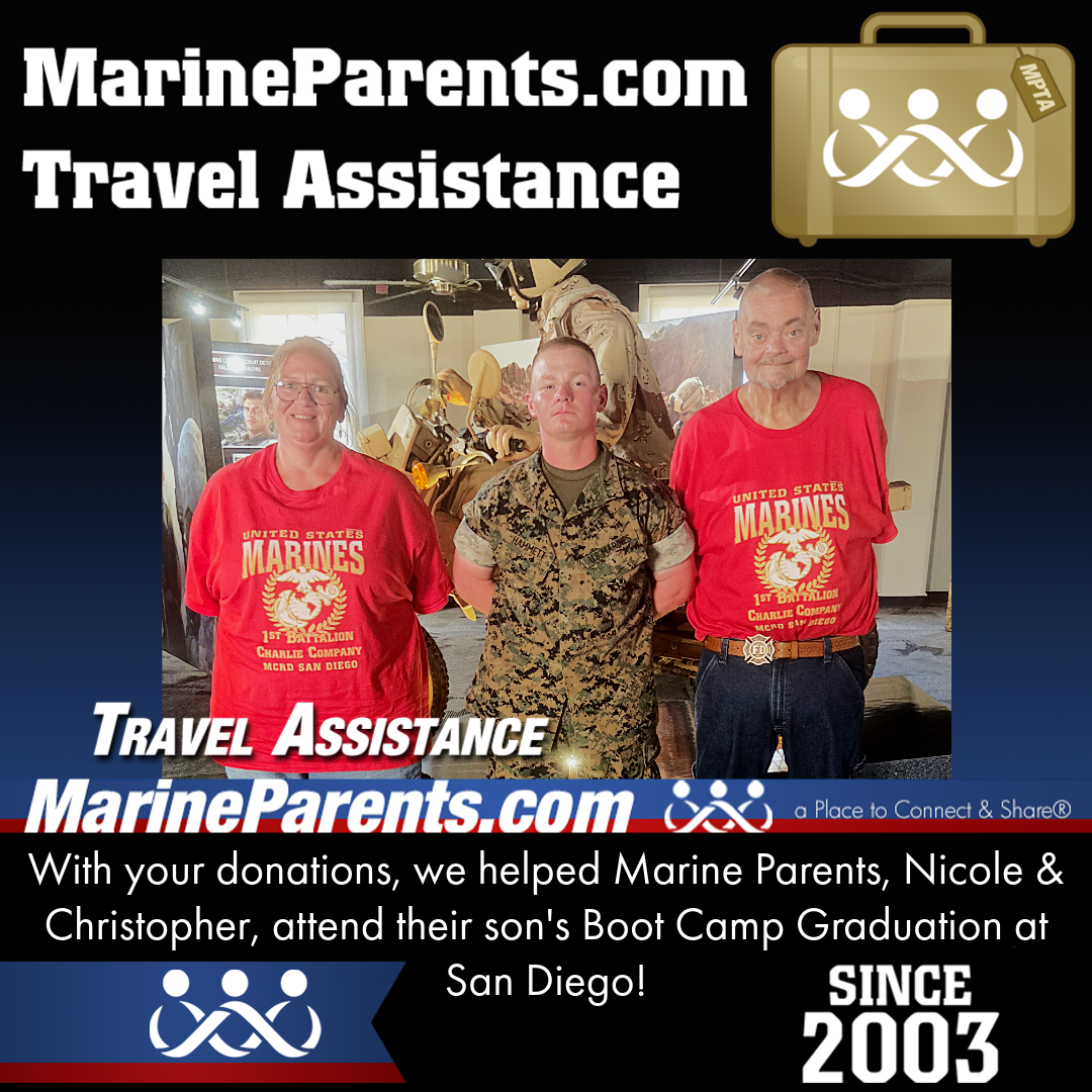 Marine Parents USMC Travel Assistance Boot Camp Graduation